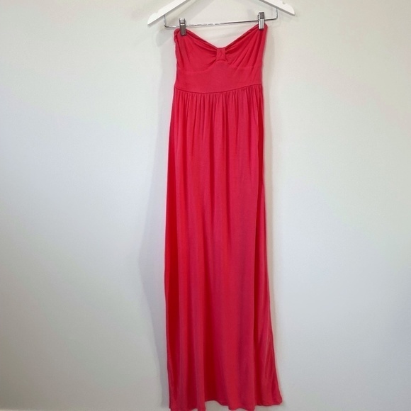 Forever 21 Coral Strapless Maxi Lightweight Summer Dress - Picture 1 of 5